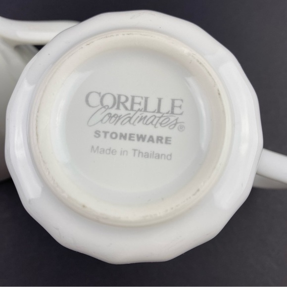 Corelle Coordinates Stoneware Mugs White Swirl Pattern Set of 2 - 8 oz Cups - Picture 8 of 8